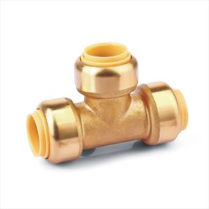 PEX PUSH FIT EQUAL TEE 16MM LEAD FREE WATERMARK BRASS