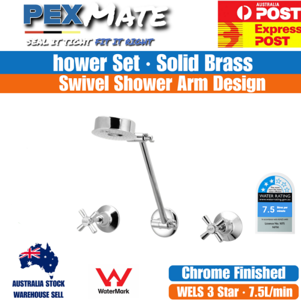 Shower Set Chrome WaterMark WELS 3 Star Bathroom Tapware - Image 2