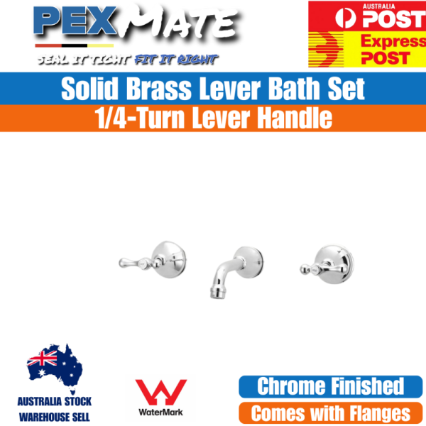 Lever Bath Set Tap | WaterMark | 1/4 Turn | Ceramic | Chrome - Image 2