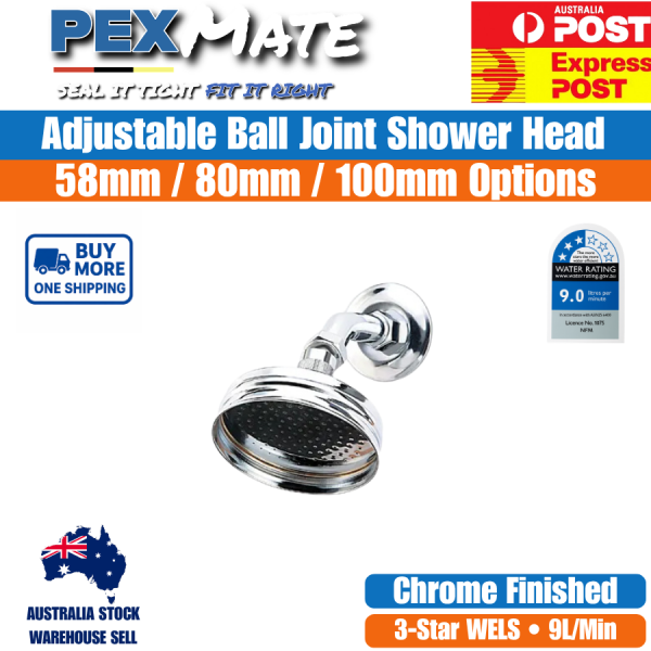 Ball Joint Shower Rose Only 100mm Chrome WELS 3 Star - Image 2