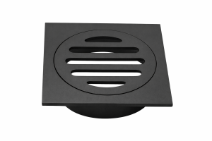 Square Floor Grate Trap Screw 100mm Matte Black WaterMark