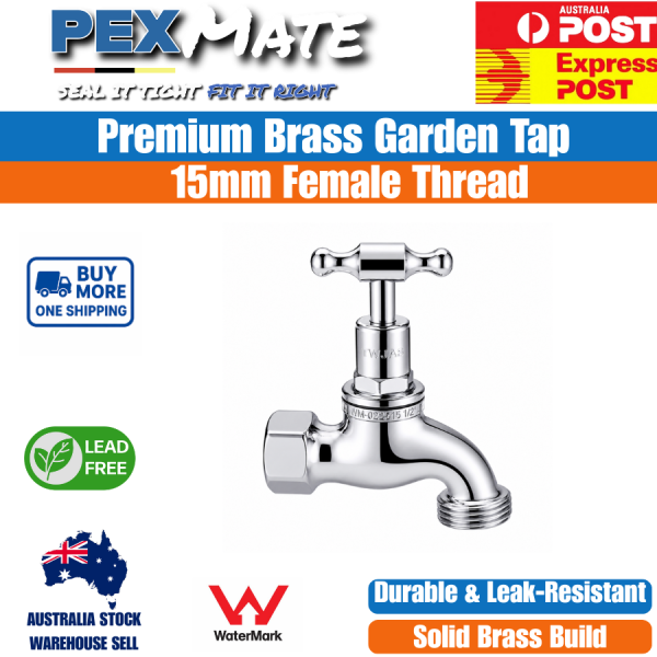15mm Female Hose Cock 1/2" Chrome Lead Free WaterMark Garden Tap - Image 2