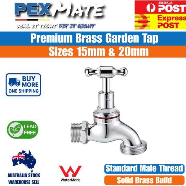 20mm Male Hose Cock 3/4" Chrome Lead Free WaterMark Garden Tap - Image 2