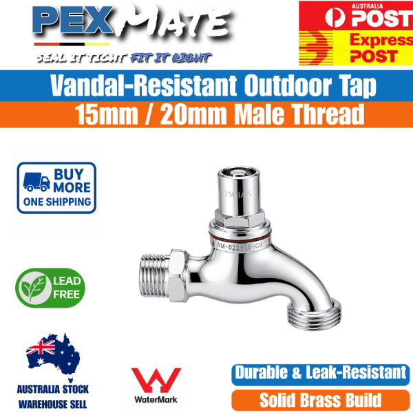 15mm Vandal Proof Male Hose Cock 1/2" Lead Free WaterMark - Image 2
