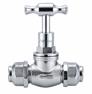 15mm Brass Flared Stop Cock 1/2" Lead Free Chrome WaterMark