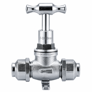 15mm Brass Flared Lugged Stop Cock | Lead Free Chrome