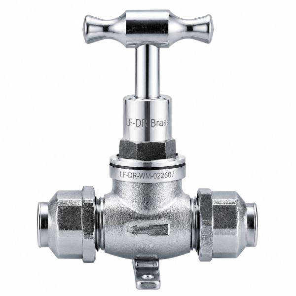 15mm Brass Flared Lugged Stop Cock | Lead Free Chrome