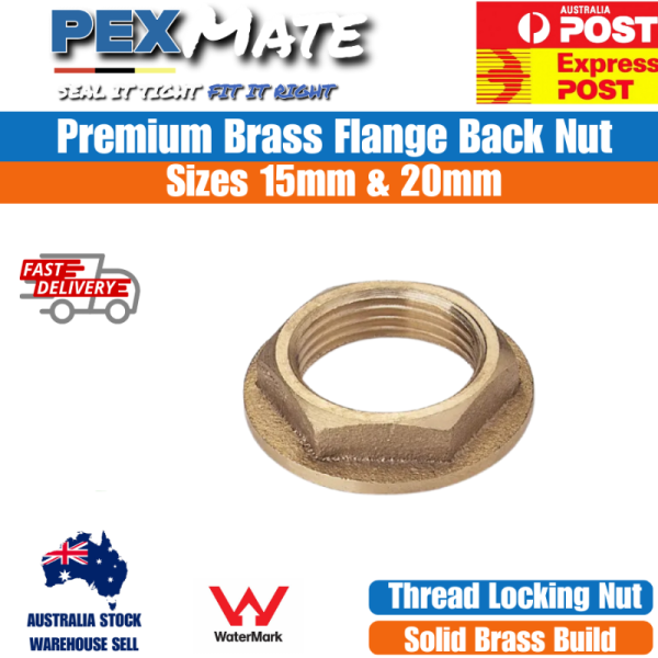 20mm Flange Back Nut (3/4") Brass Fitting | WaterMark Approved - Image 2