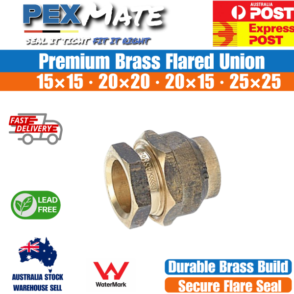 LF 20mm FL x 15mm FL Reducing Flared Union (3/4" x 1/2") WaterMark Lead Free - Image 2