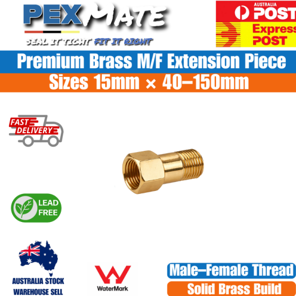 15mm x 65mm M/F Extension Piece 1/2" x 2 1/2" Lead Free Brass | WaterMark Approved - Image 2