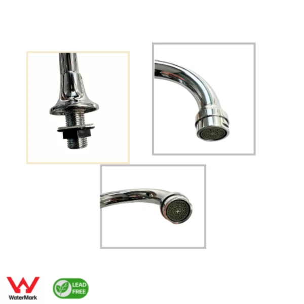 Chrome Gooseneck Basin Spout Swivel 120mm – WaterMark Lead Free WELS 4 Star - Image 4