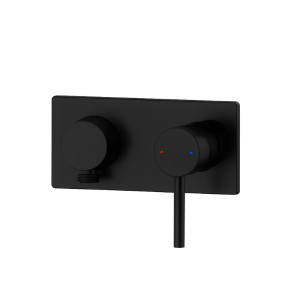 BELLINO MATTE BLACK WALL SHOWER MIXER WITH SHOWER OUTLET
