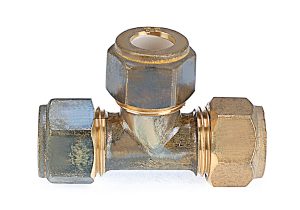 15mm x 15mm x 15mm Compression Tee (1/2" C x 1/2" C x 1/2" C) WaterMark Lead Free Brass