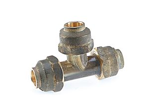 Reducing Flared Tee 20mm x 15mm x 15mm (3/4" FL x 1/2" FL x 1/2" FL) WaterMark Lead Free Brass