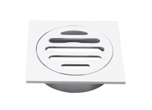 Square Floor Grate Trap Screw 80mm Chrome WaterMark