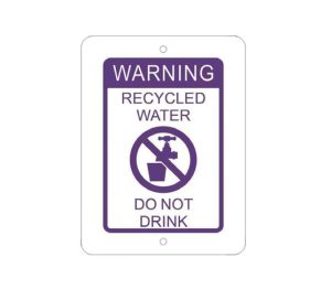 75mm x 100mm Recycled Water Warning Sign Yellow