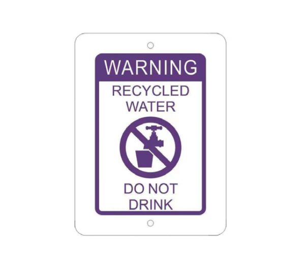 75mm x 100mm Recycled Water Warning Sign Yellow