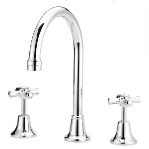 Gooseneck Sink Set Chrome | WaterMark | Lead Free | Jumper Valve | 3 Piece