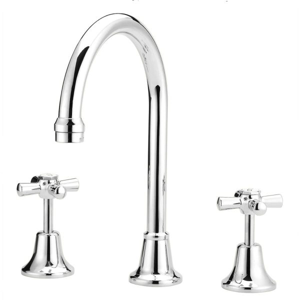 Gooseneck Sink Set Chrome | WaterMark | Lead Free | Jumper Valve | 3 Piece