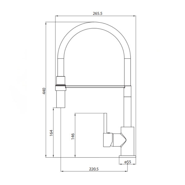 Black Kitchen Mixer Tap | WaterMark | Flexible Hose Sink Mixer - Image 3