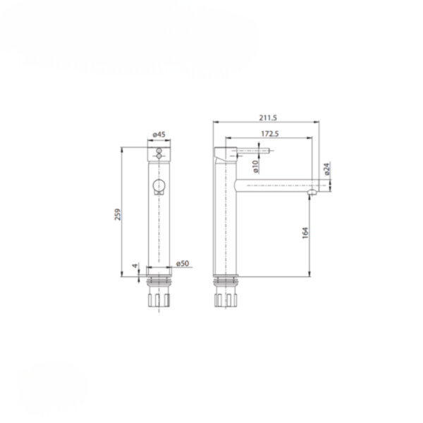 Bellino Tower Basin Mixer Tap Straight Outlet WELS 4 Star WaterMark Lead Free - Image 3