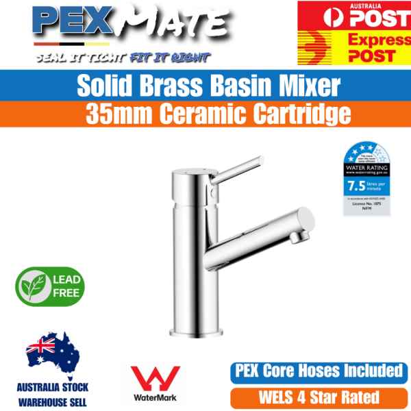 Bellino Basin Mixer Tap WELS 4 Star WaterMark Lead Free 3 Year Warranty - Image 2