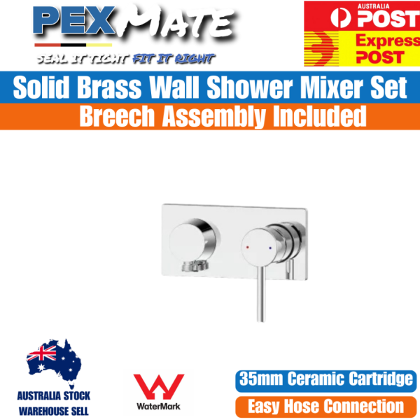 Chrome Wall Shower Mixer Set WaterMark Solid Brass Bathroom Mixer - Image 2