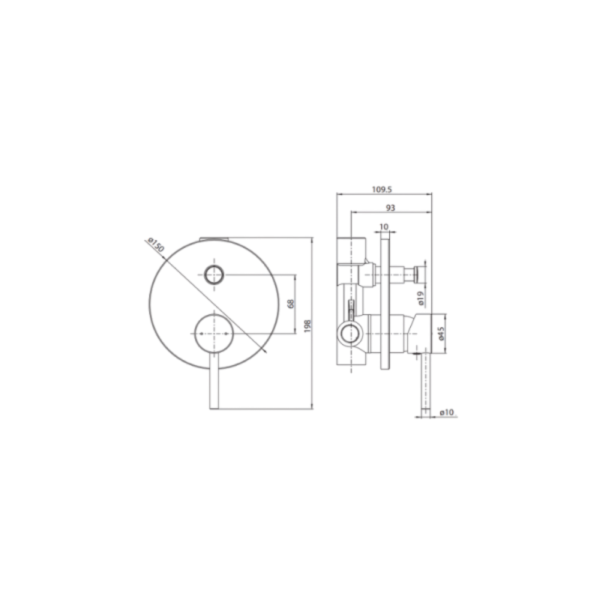 Bellino Wall Diverter Mixer Tap Chrome WaterMark Solid Brass - Image 3