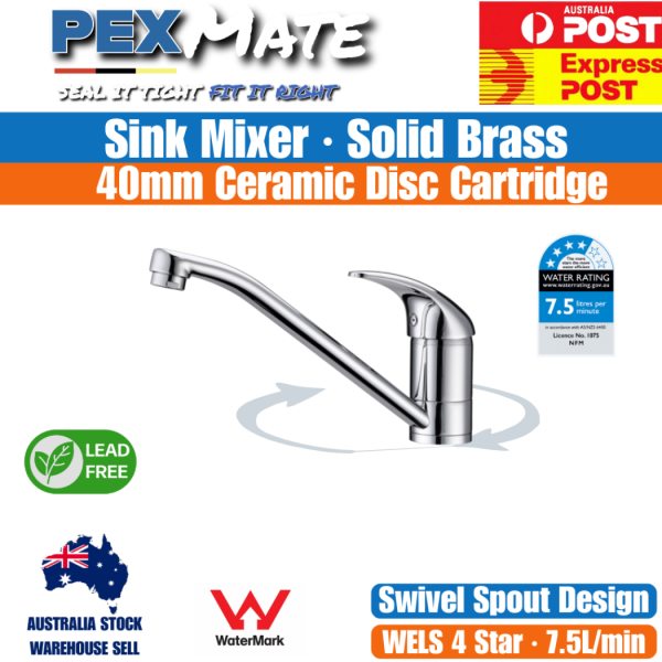Sink Mixer Tap Chrome | WaterMark | Lead Free | Ceramic Cartridge | Kitchen Mixer - Image 2