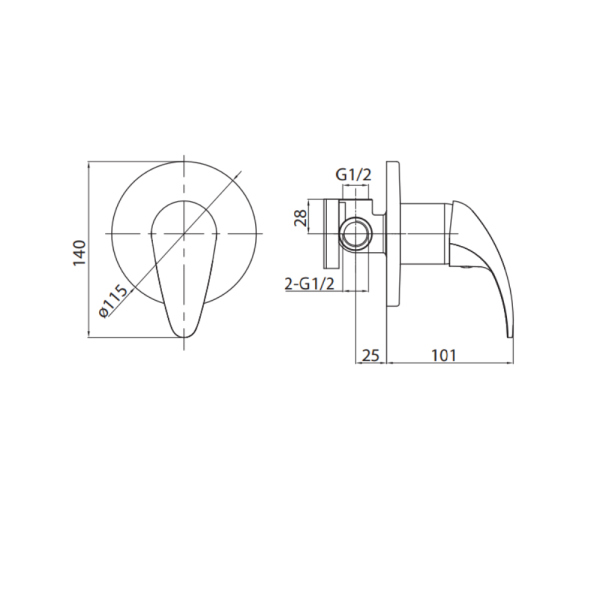 Wall Mixer Tap | WaterMark | Ceramic Cartridge | Chrome | Built-in - Image 3
