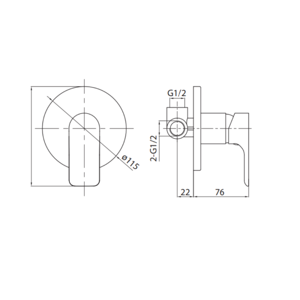 Wall Mixer Tap | WaterMark | Bathroom Shower Mixer - Image 3
