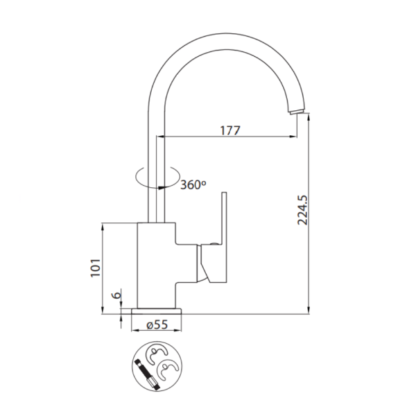 Gooseneck Kitchen Mixer Tap | WaterMark | Lead Free | WELS 4 Star - Image 3