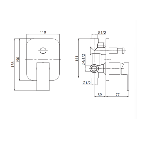 Shower Diverter Mixer | WaterMark | Wall Diverter Tap - Image 3