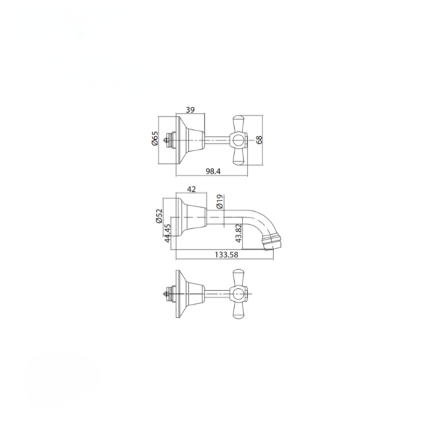 Bath Tap Set Chrome WaterMark Wall Mounted Tapware - Image 2
