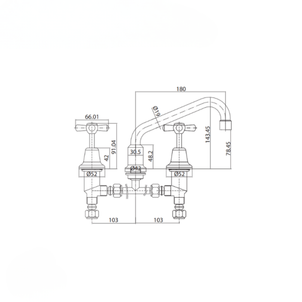 Hob Sink Set Chrome | WaterMark | Lead Free | Jumper Valve | 3 Piece - Image 3