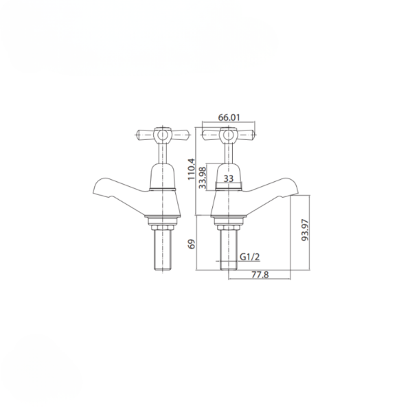 LF EVA Pillar Tap Set Chrome WELS 3 Star WaterMark Lead Free - Image 3
