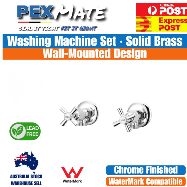 Washing Machine Tap Set Chrome WaterMark Lead Free Laundry Tapware - Image 2