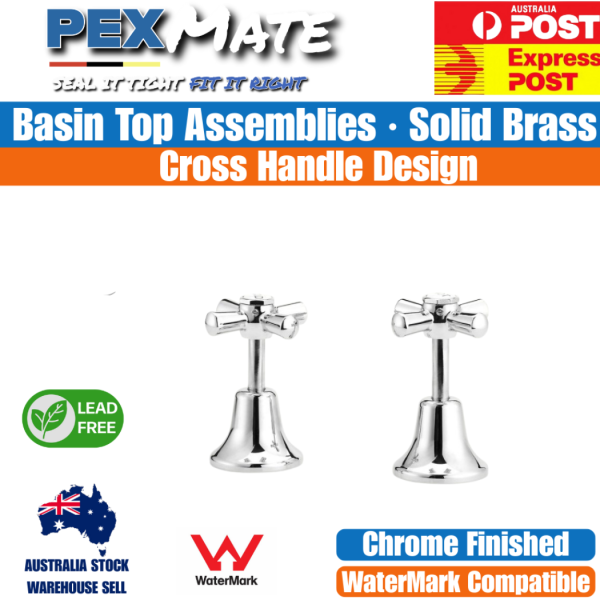 Basin Top Assemblies Chrome | WaterMark | Lead Free | Jumper Valve | Pair - Image 2