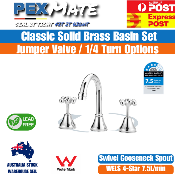 3 Piece Basin Set | WaterMark | Lead Free | WELS 4 Star - Image 2