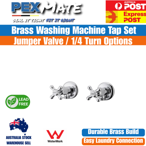 Washing Machine Tap Set | WaterMark | Lead Free | 1/4 Turn | Ceramic Cartridge - Image 2