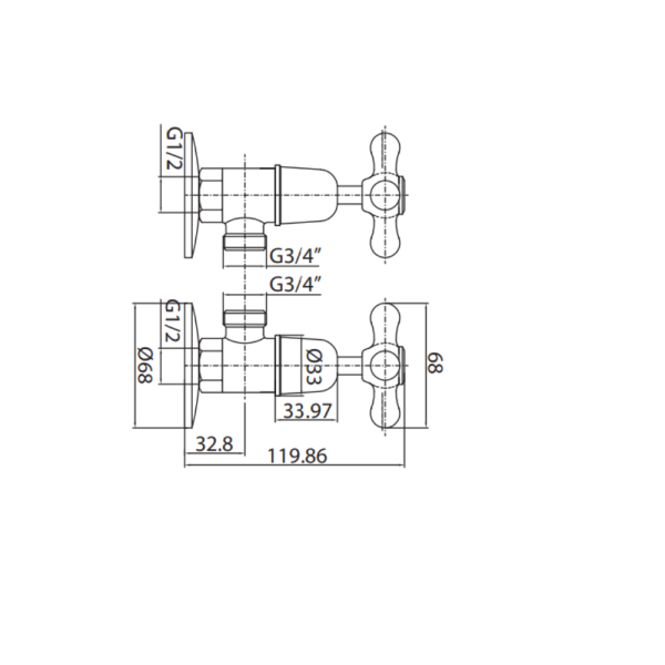 Washing Machine Tap Set | WaterMark | Lead Free | 1/4 Turn | Ceramic Cartridge - Image 3