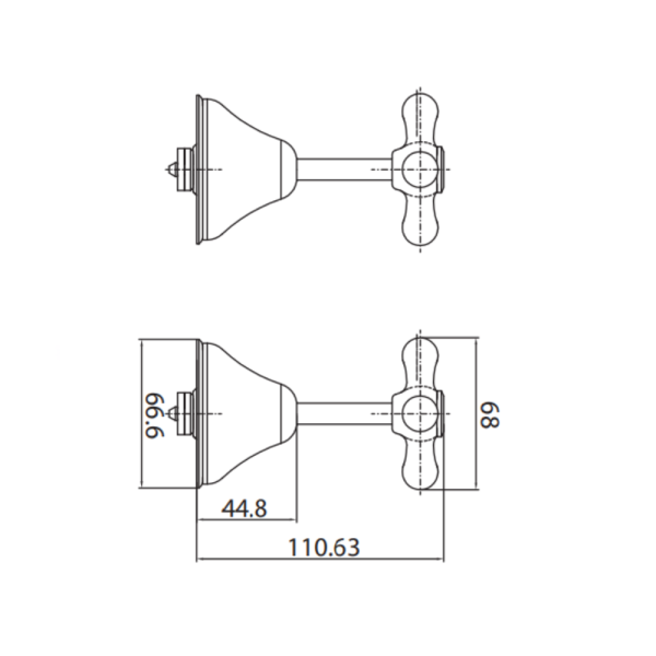 Wall Top Assemblies | WaterMark | Lead Free | Jumper Valve | Chrome - Image 3