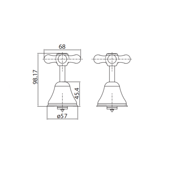 Jumper Valve Tap Handles | WaterMark | Lead Free | Hot Cold Set - Image 3