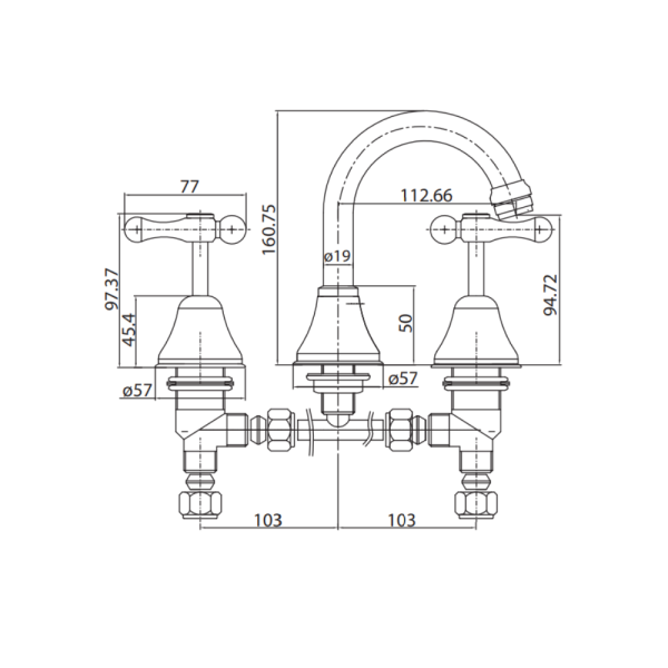 Lever Basin Set Tap | WaterMark | Lead Free | 1/4 Turn | Ceramic | Chrome - Image 3