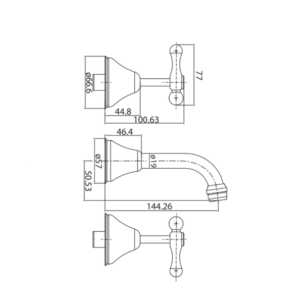 Lever Bath Set Tap | WaterMark | 1/4 Turn | Ceramic | Chrome - Image 3