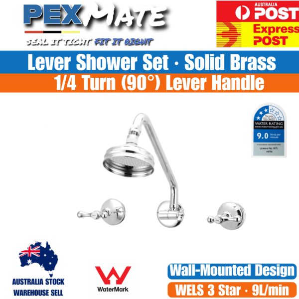 Lever Shower Set Tap | WaterMark | 1/4 Turn | Ceramic | Chrome - Image 2