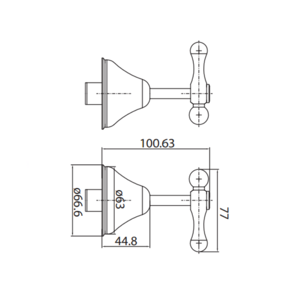 Lever Wall Top Assemblies | WaterMark | Lead Free | 1/4 Turn | Ceramic | Chrome - Image 3