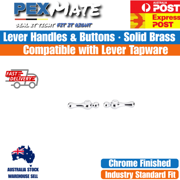 Lever Tap Handles and Buttons | Chrome | Replacement Set - Image 2