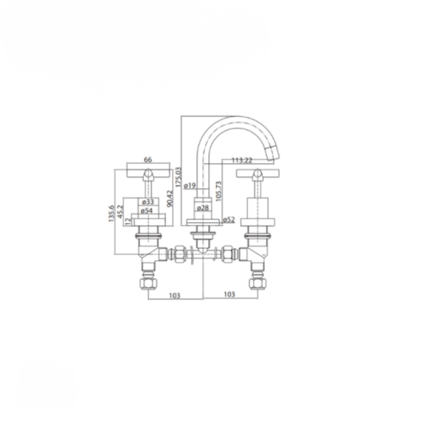 BELLINO CHROME BASIN TAP SET JUMPER VALVE LEAD FREE WATERMARK - Image 3