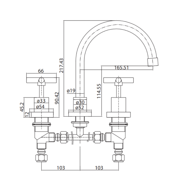 3 Piece Sink Set Jumper Valve Chrome WaterMark Lead Free Kitchen Tap - Image 3